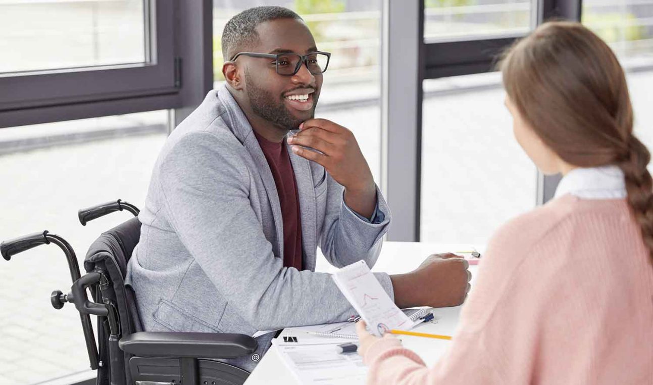 Two people having a discussion